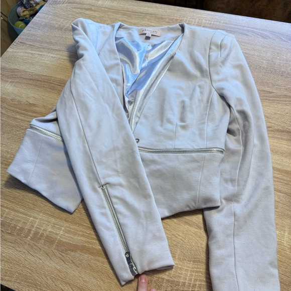 Philosophy Silver-Light Gray Satin-Lined Top - Picture 3 of 5